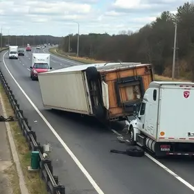 carreta tomba e atinge caminhonete na mg-434