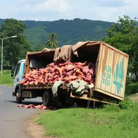 acidente com caminhão na MG-129