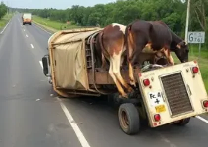 caminhão com mais de 60 bois