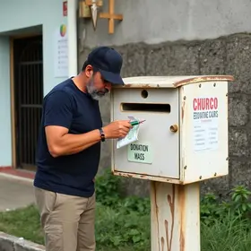 homem é flagrado abrindo caixa de doações dentro de igreja em MG